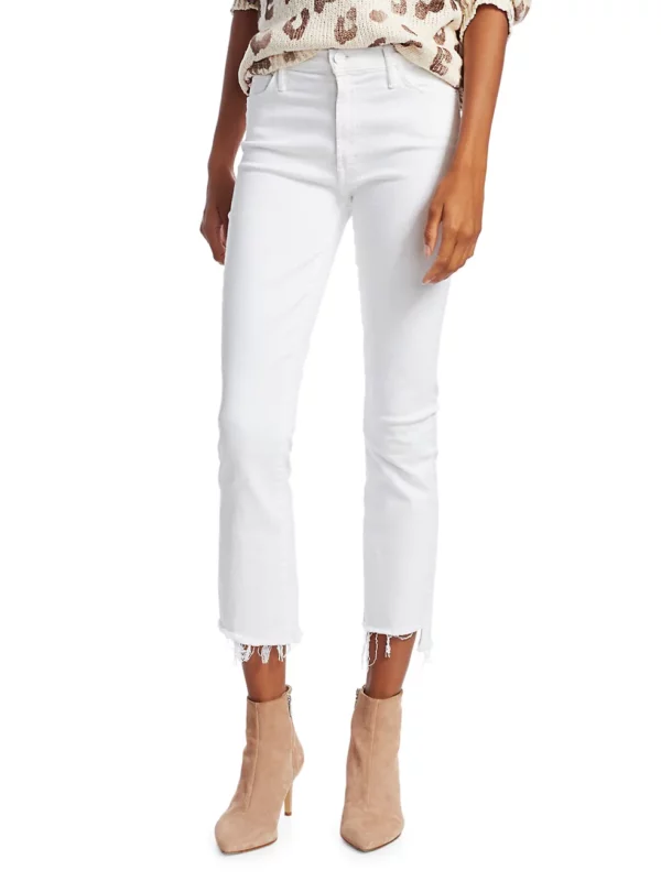 MOTHER The Insider High-Rise Step Frayed-Hem Stretch Boot-Cut Jeans